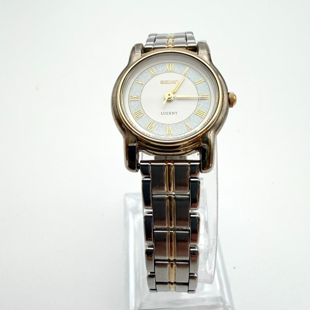 Excellent condition Seiko Lucent wristwatch, new battery, Roman numerals, gold,