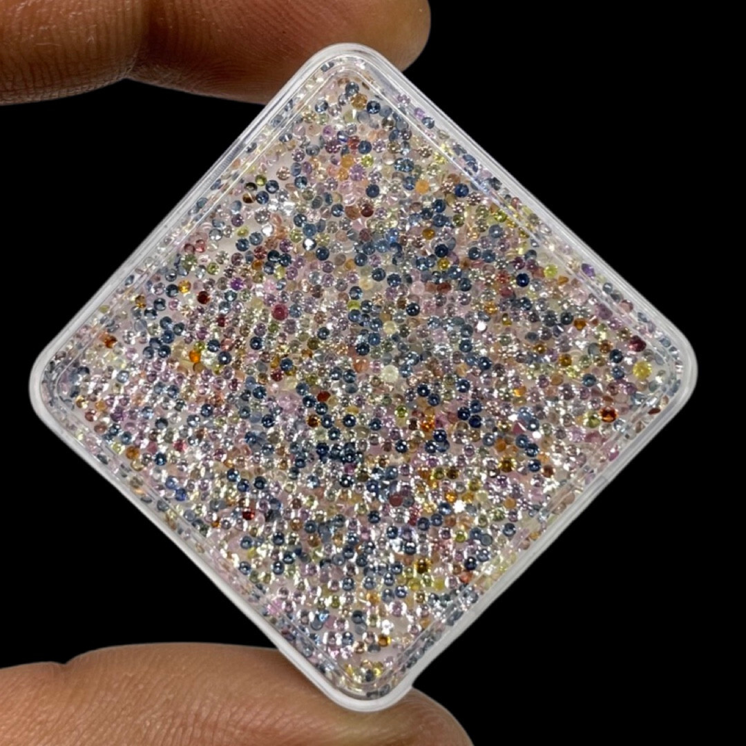 500 Pcs Natural Multi Sapphire 0.9mm-1mm Round Diamond Cut Loose Gemstones Lot