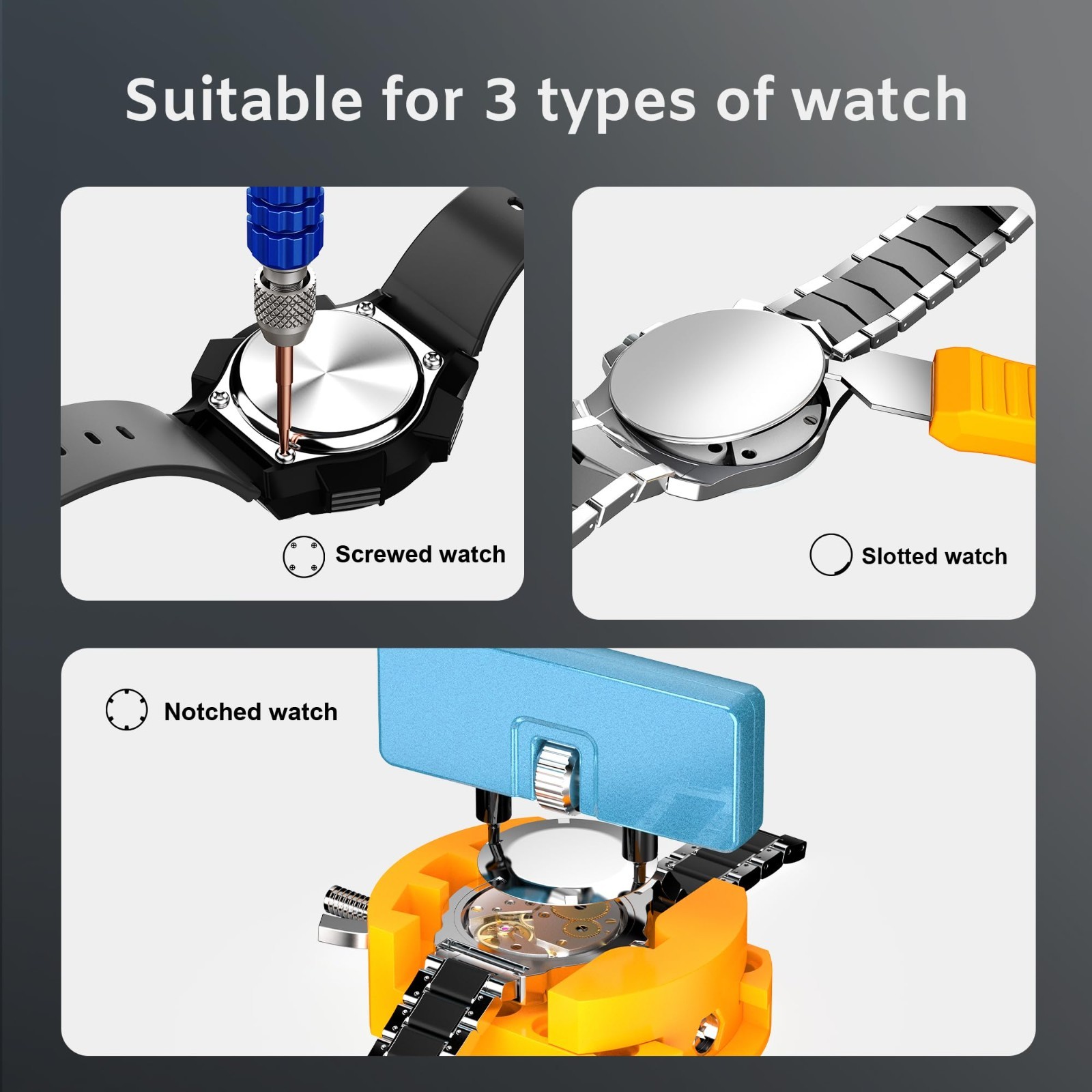 Watch Repair Kit – Battery Replacement, Link Removal, Resizing Tools & Screwdriv