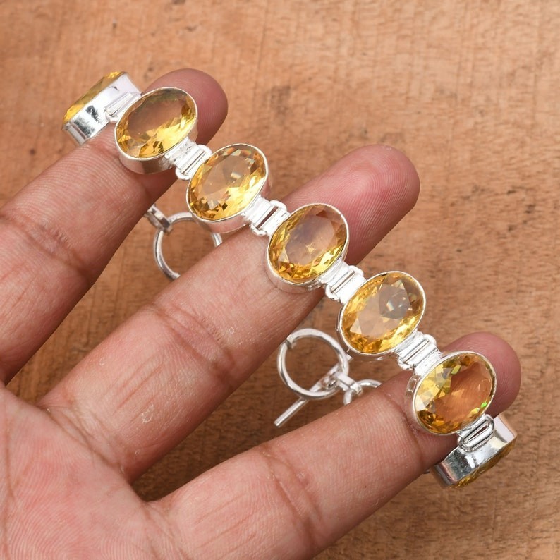 Citrine Gemstone Ethnic 925 Sterling Silver Handmade Jewelry Bracelet