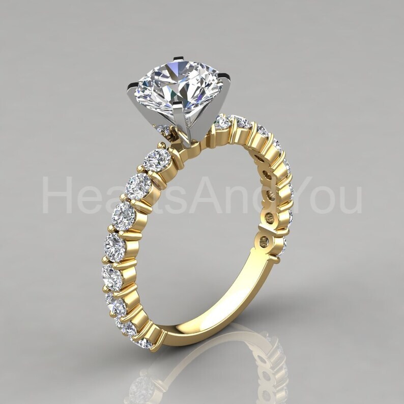 1.6ct Round Cut Moissanite Solitaire with Accents Women Ring 14k RoseGold Plated