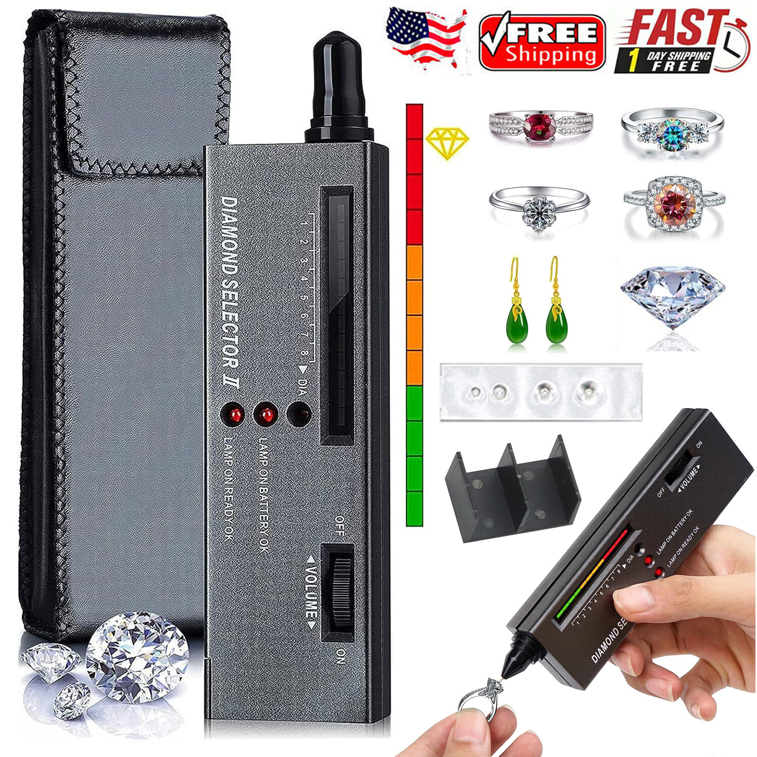 Diamond Selector II Tester & Moissanite Tester Gemstone Jewelry Tool Set w/cases