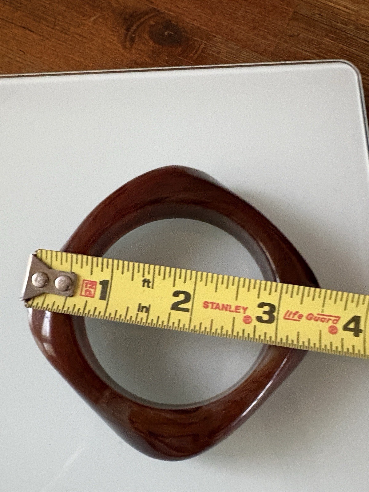 Acrylic Resin Cuff Bangle Women Brown Tone Geometric Round Wide Jewelry