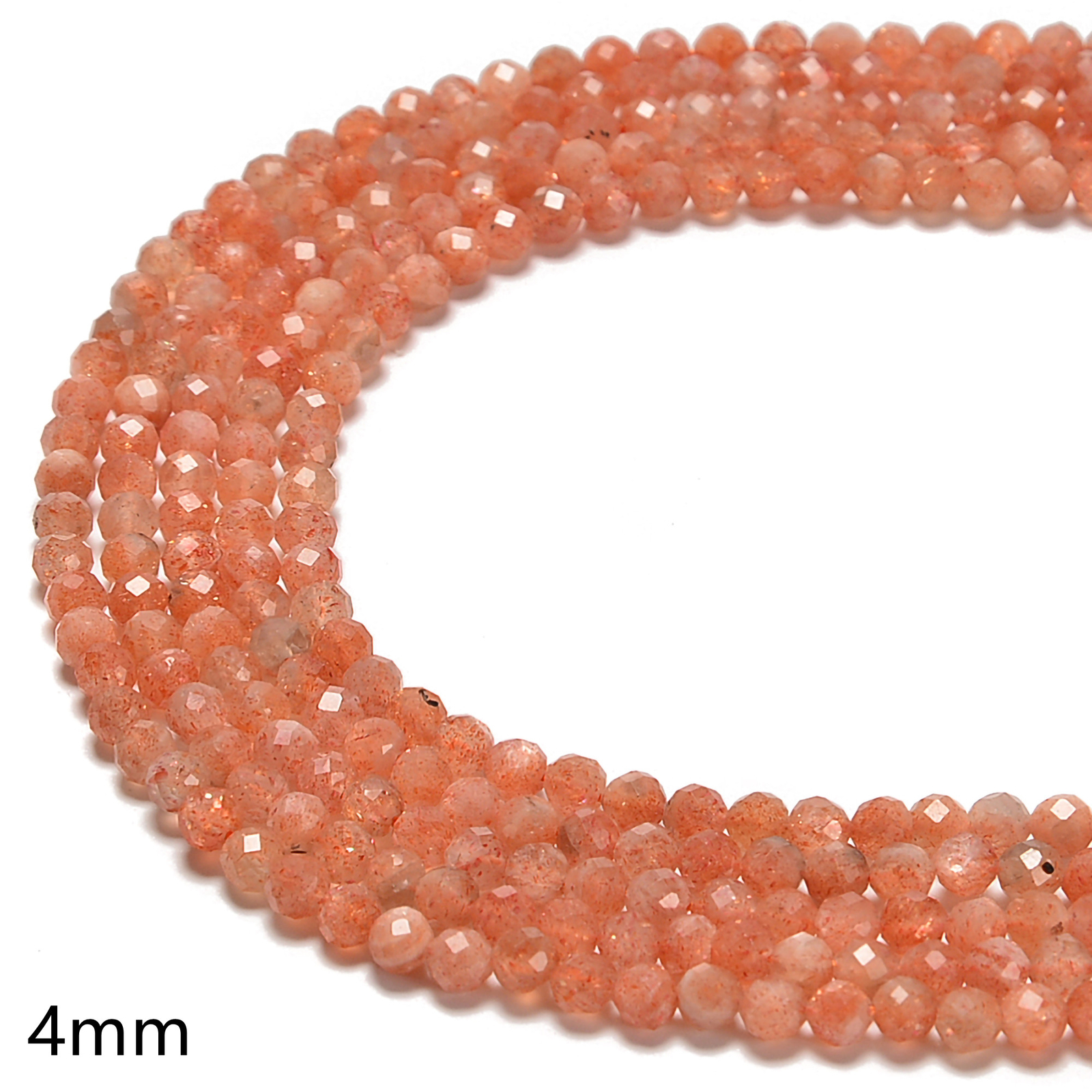 Natural Sunstone Lepidocrocite Faceted Round Beads 2.5mm 4mm 5mm 15.5″ Strand