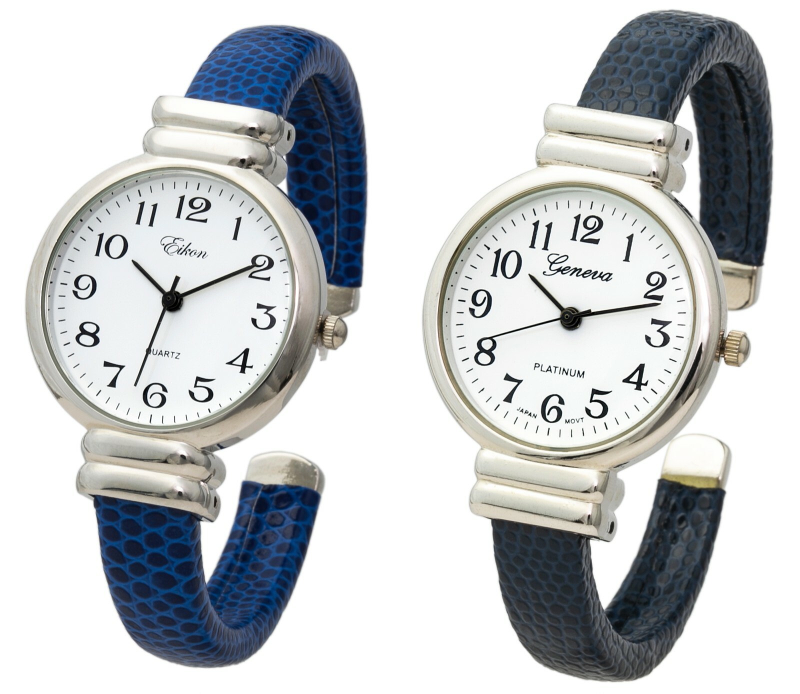 Blekon Collections Women’s Quartz 31mm Round Case Leather Cuff Bangle Watch