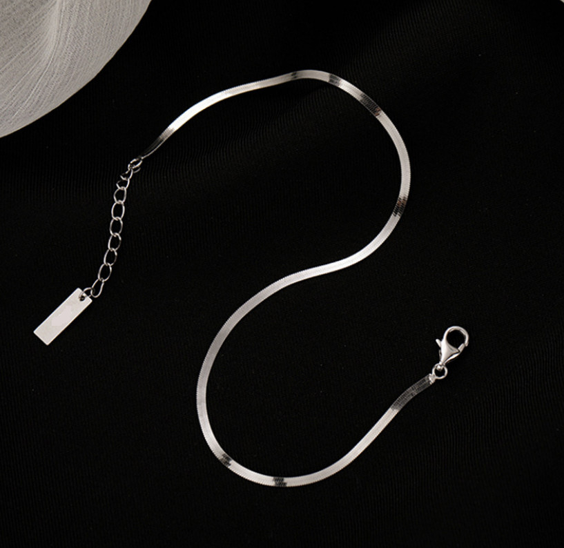 Women 925 Silver Plated Herringbone Flat Chain Anklet 8-10″ Lobster Jewelry AJ