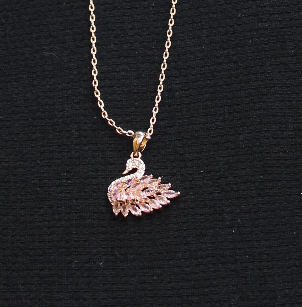 Marquise Cut Crystal Pendant Necklace Rose Gold / Pink 17.5″ + 3.5″