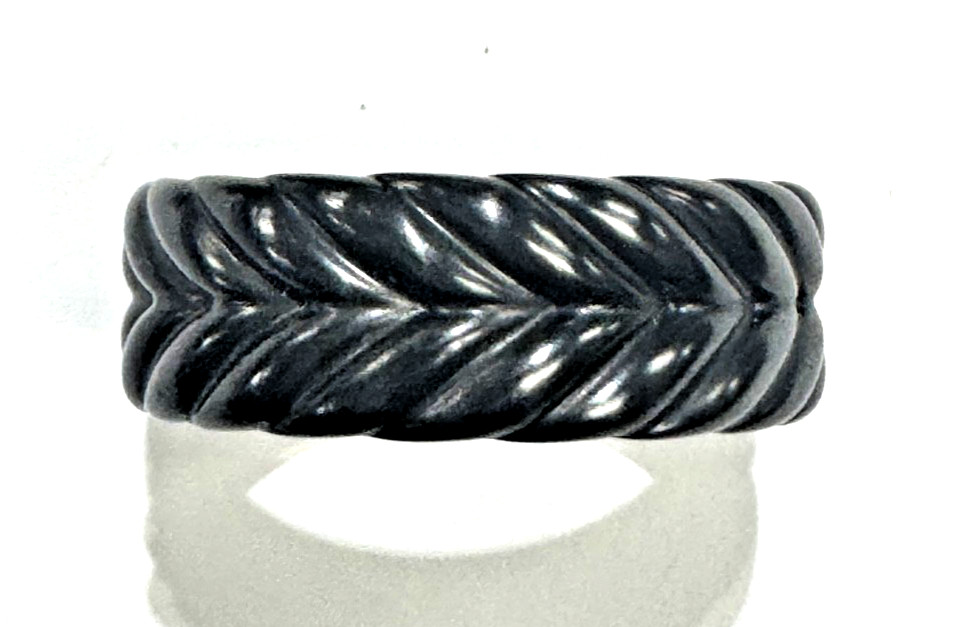 DAVID YURMAN Chevron Band Ring Black Titanium 9MM Size 10