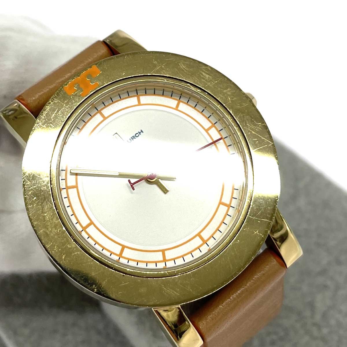 TORY BURCH Bracelet Watch Quartz SS Leather TBW6000 Ellsworth Gold Color Beige L