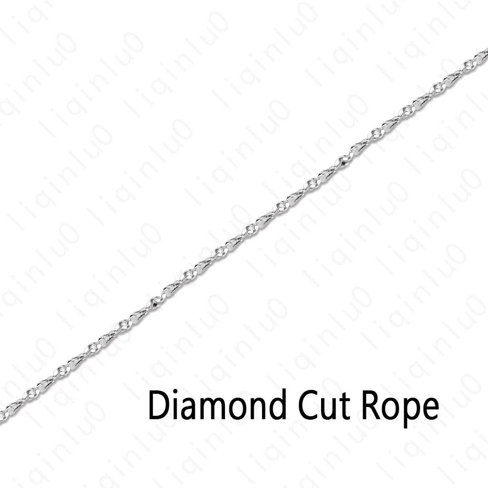 925 Silver Rhinestone Cut Rope Chain Fashion Necklace w/ Lobster Lock 16-24″