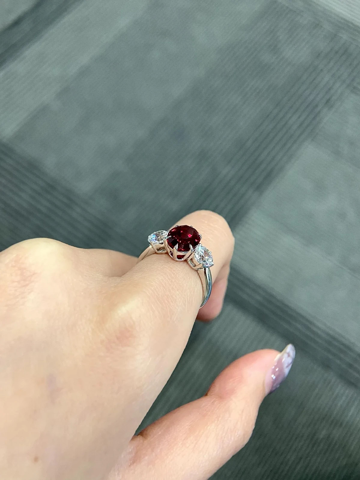 3.60 Ct Oval Cut Natural Ruby Diamond Engagement Ring 14K Solid White Gold 5