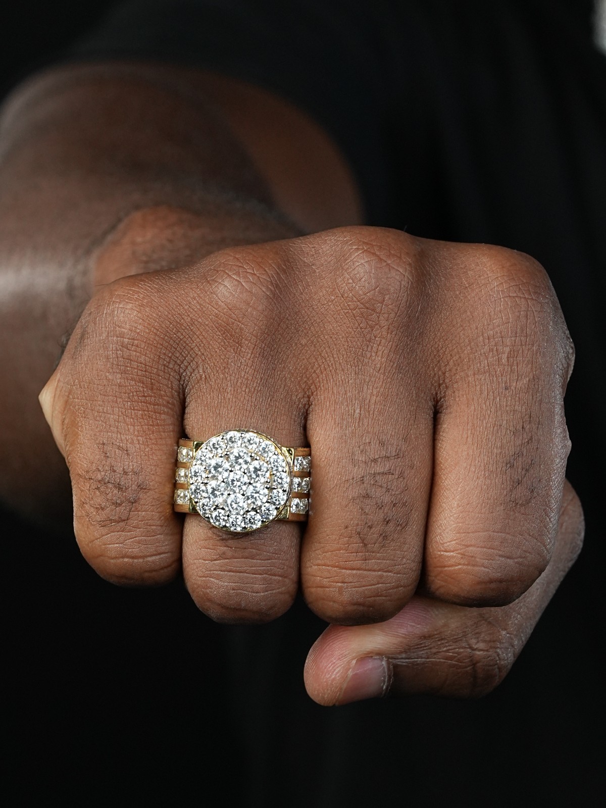 Men’s Large Solid 925 Silver 5ct CZ Pinky BIG RING 14k Gold Plated ICY HIP-HOP