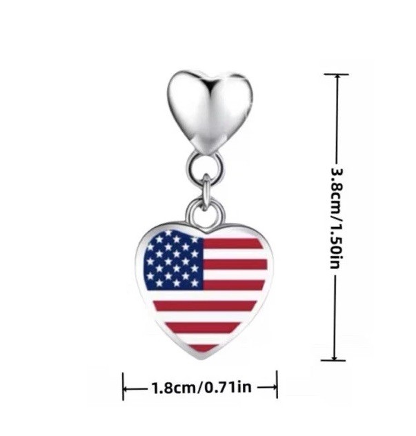 New Heart-Shaped American Flag Dangle Fashion Earrings for Women – US Seller