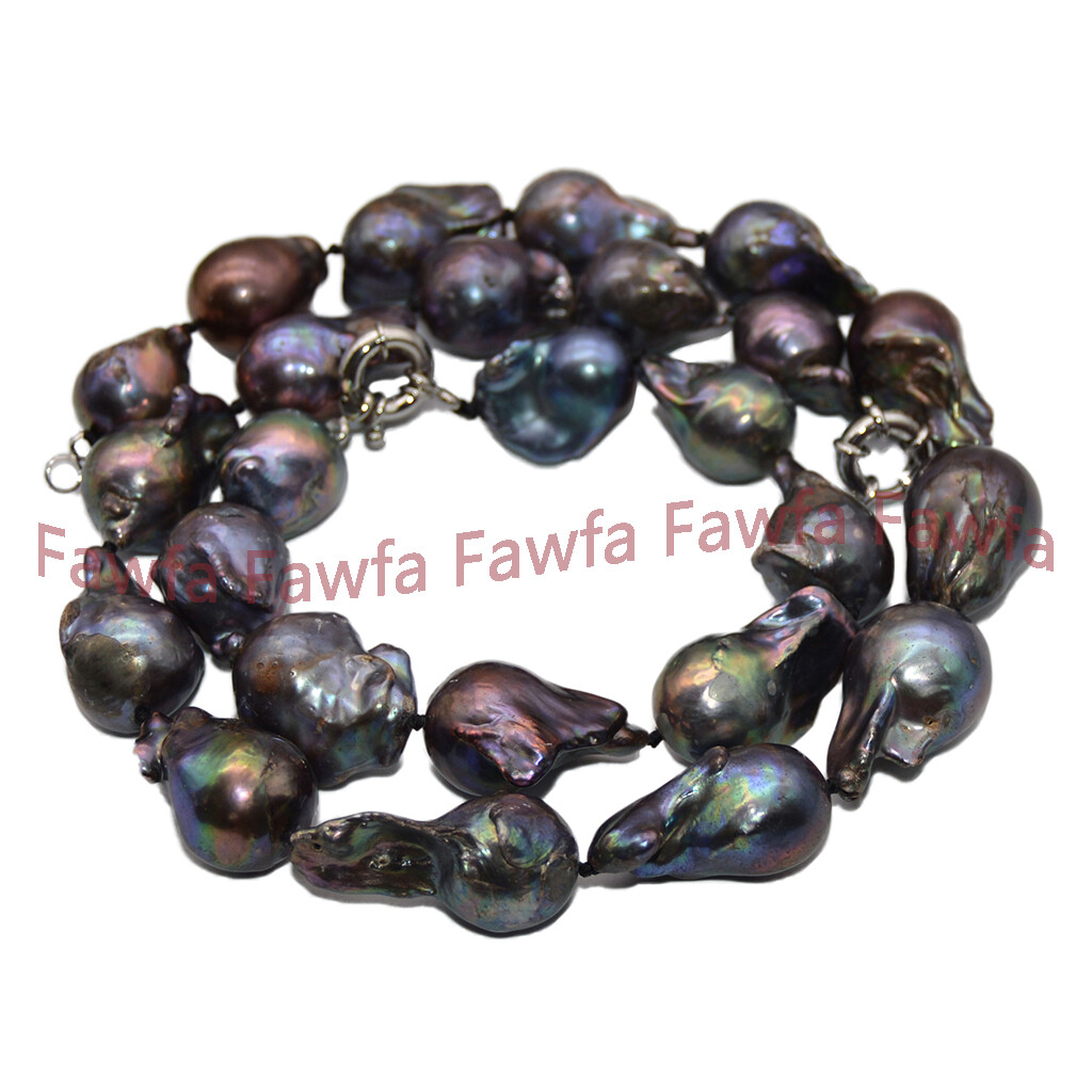 Huge 15-35mm Real Natural Black South Sea Baroque Pearl Necklace 16-24 inches