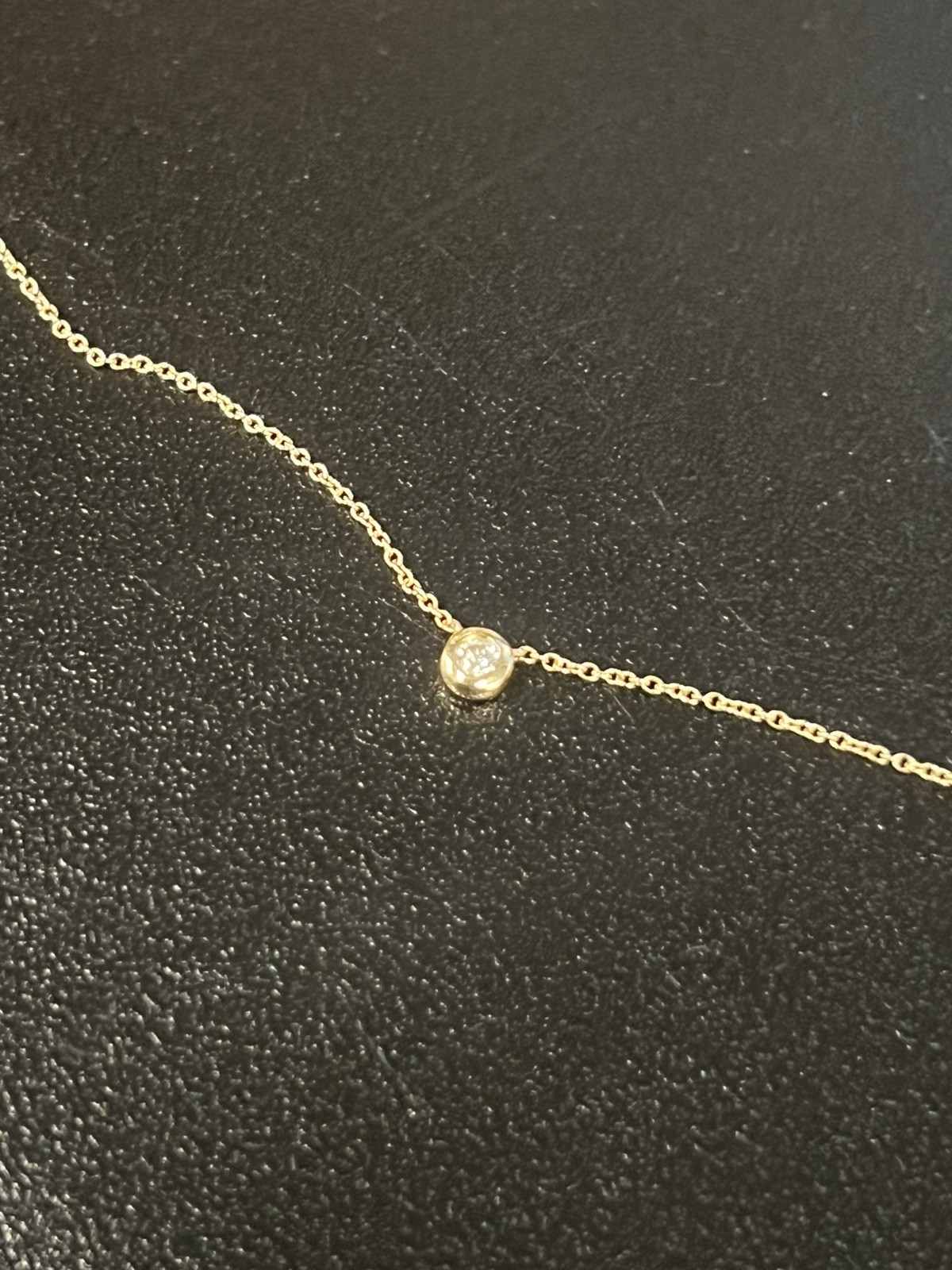 Mejuri 14k Yellow Gold 2.3mm Diamond Solitaire Bezel Pendant Necklace 18” Dainty