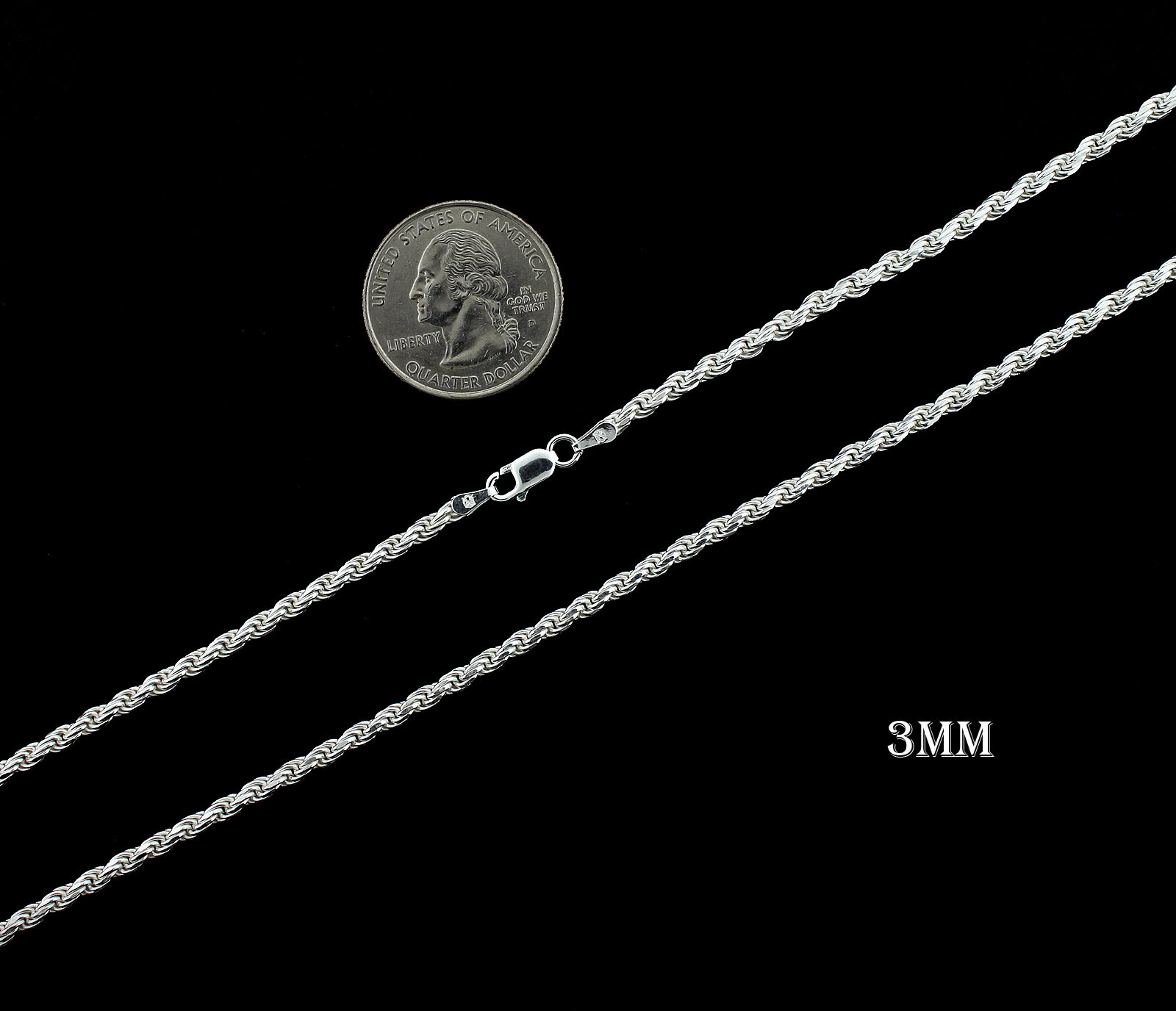 Real 925 SOLID Sterling Silver ROPE CHAIN Bracelet, Diamond Cut, ITALY 2MM-7MM