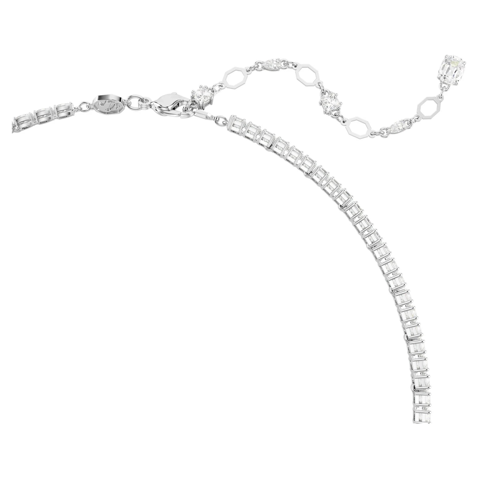 Swarovski Matrix Y Necklace, Mixed Cuts, White, Rhodium Plated 5692533