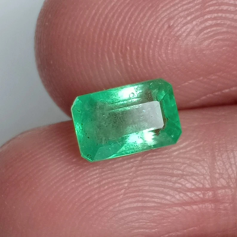 Ocean Green Emerald Octagon Cut Unheated Untreated Loose Gemstone 1.50 Ct