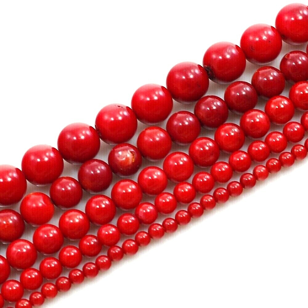 Red Sea Coral Smooth Round Spacer Loose Beads 15″ 3mm 4mm 6mm 8mm 10mm 12mm