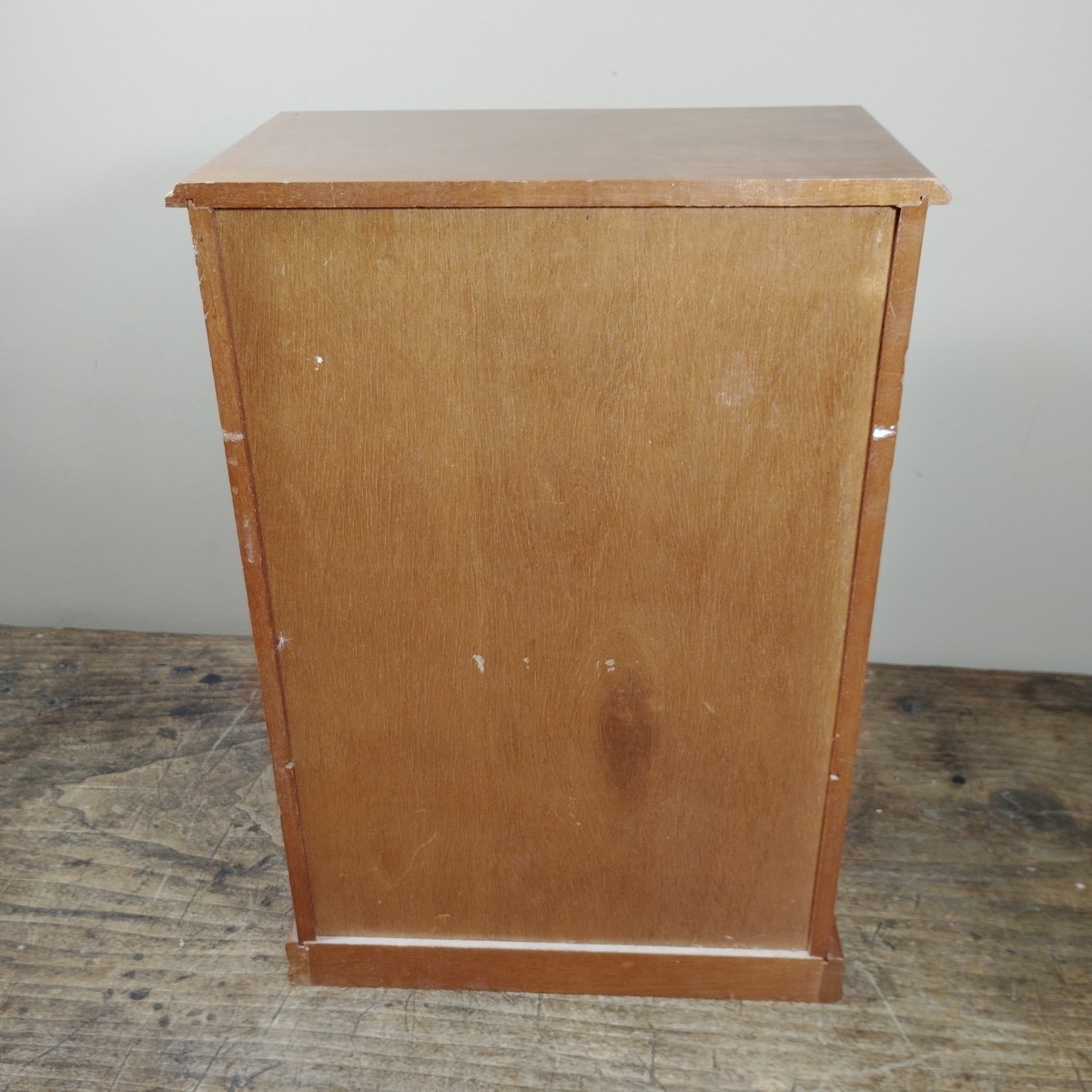 Vintage Standing Jewelry Box Necklace Holder 2 Drawers Doors Wood Brown Ring