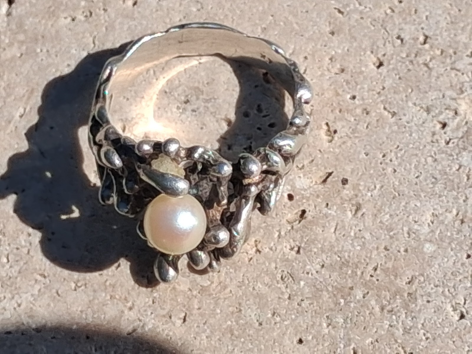 Unique Vintage Ring With Single Pearl By Designer AK