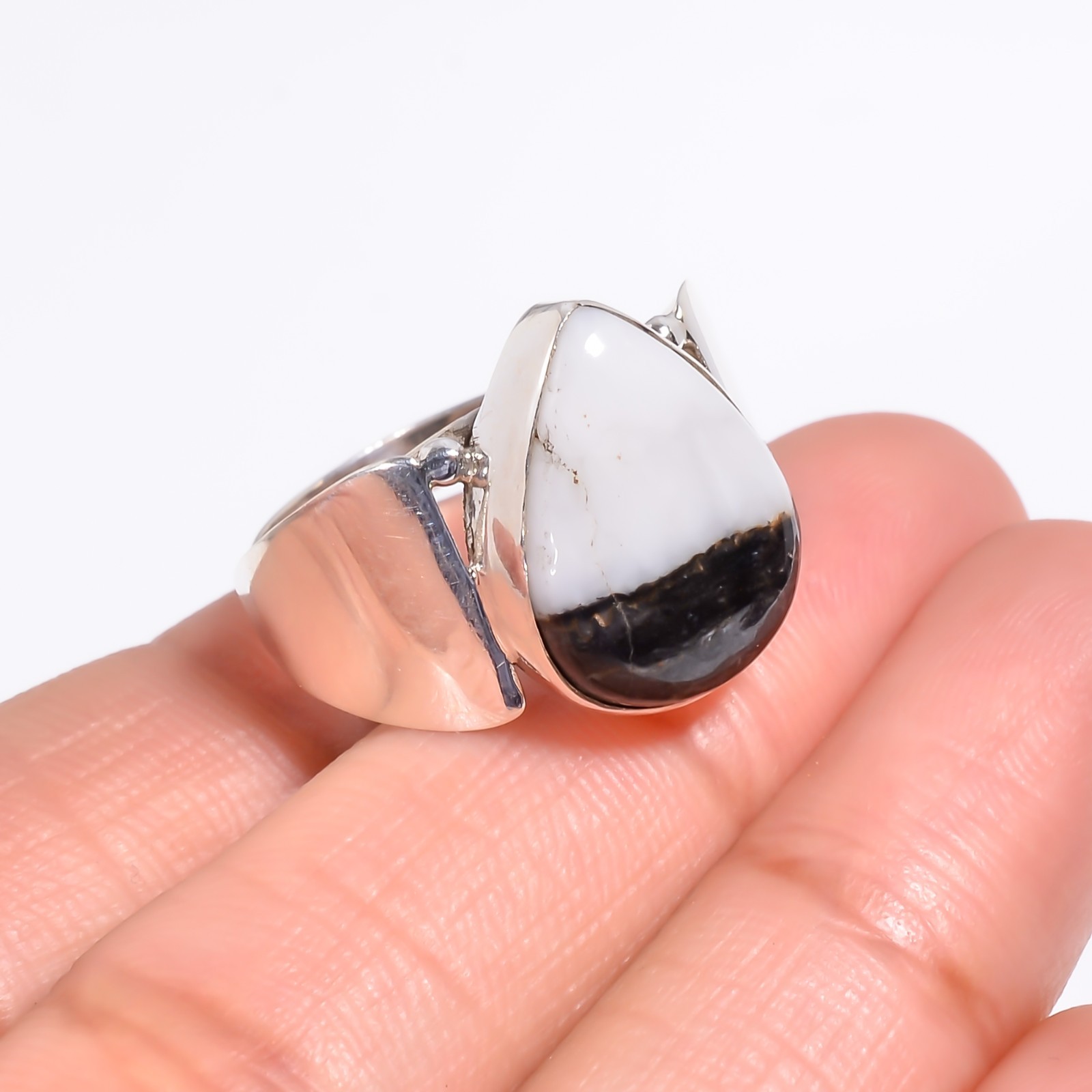 Dendritic Agate Gemstone 925 Silver Handmade Statement Ring Jewelry