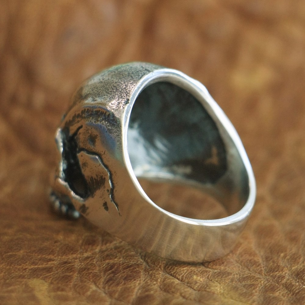 925 Sterling Silver Details Skull Ring Biker Punk Jewelry TA102A US Size 7~15