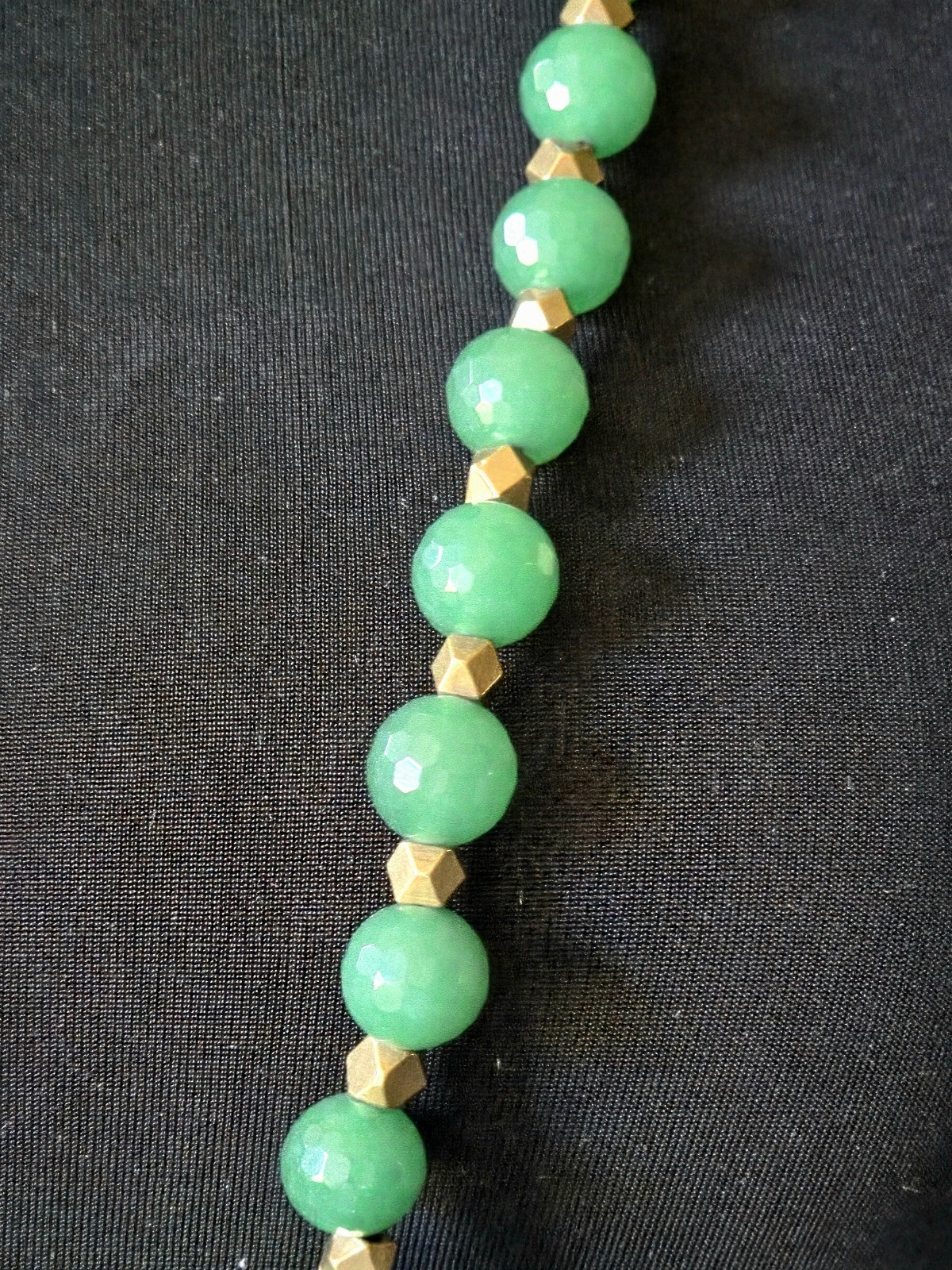 Signed Ashley Pittman Green Aventurine Gemstone Bead & Brass Bead Necklace 18″