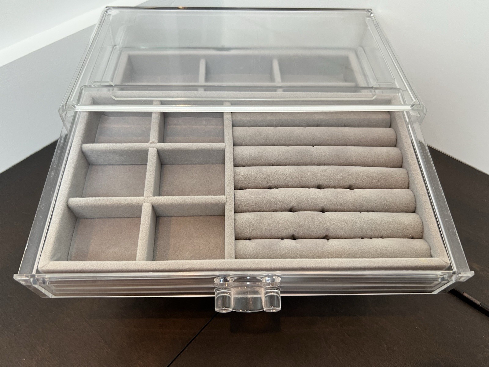 Clear Plastic 3-Drawer Jewelry Organizer, Velvet Lined