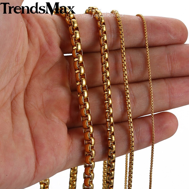 USA Stock 2/3/4MM Silver Round Box Link Chain Necklace Choker 18-28″ Men Women