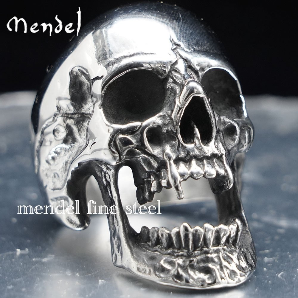 MENDEL Mens Punk Prisoner Skull Ring Band Stainless Steel Convict Jail Inmate