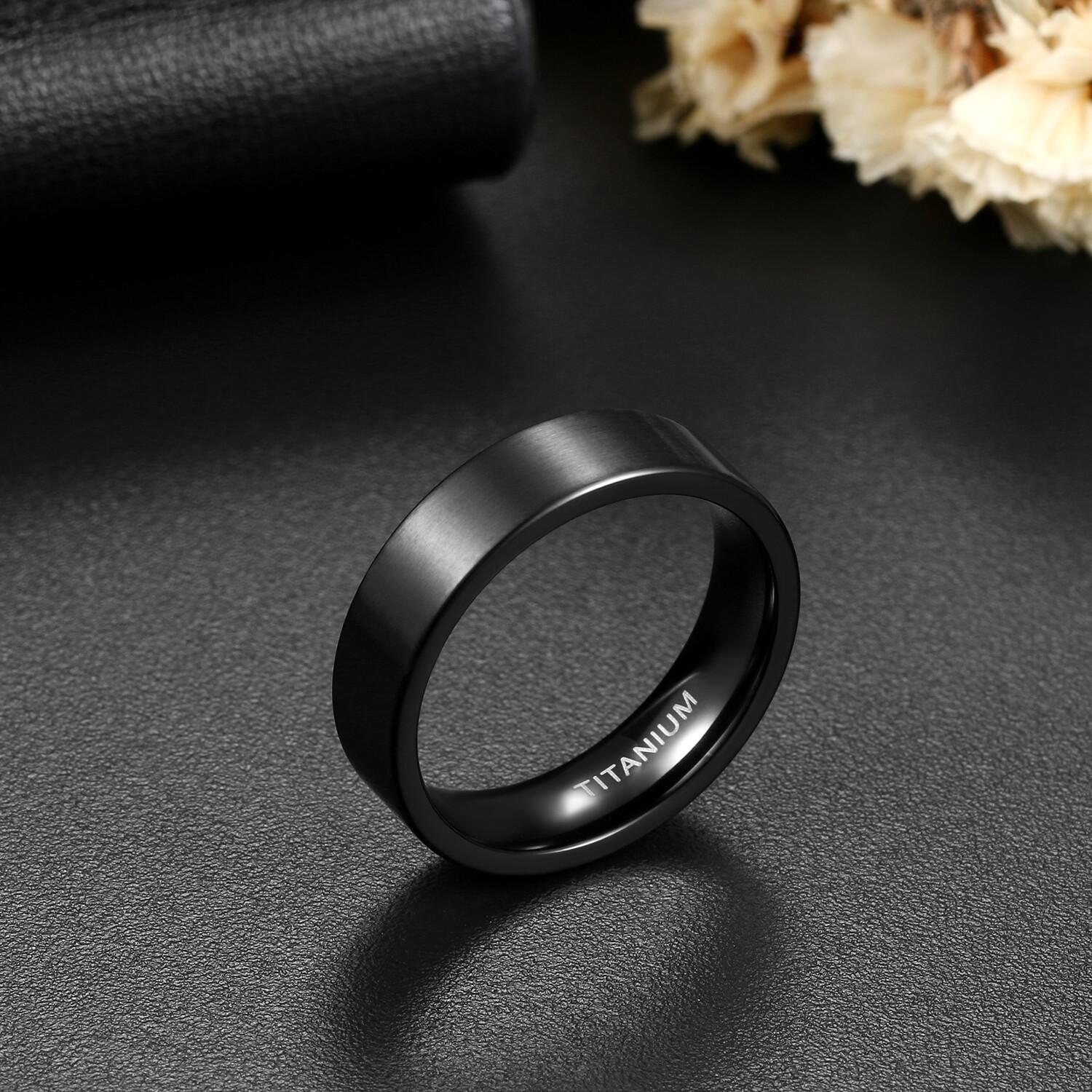 Men’s Women’s Black Titanium Ring Couples Engagement Wedding Band Comfort Fit