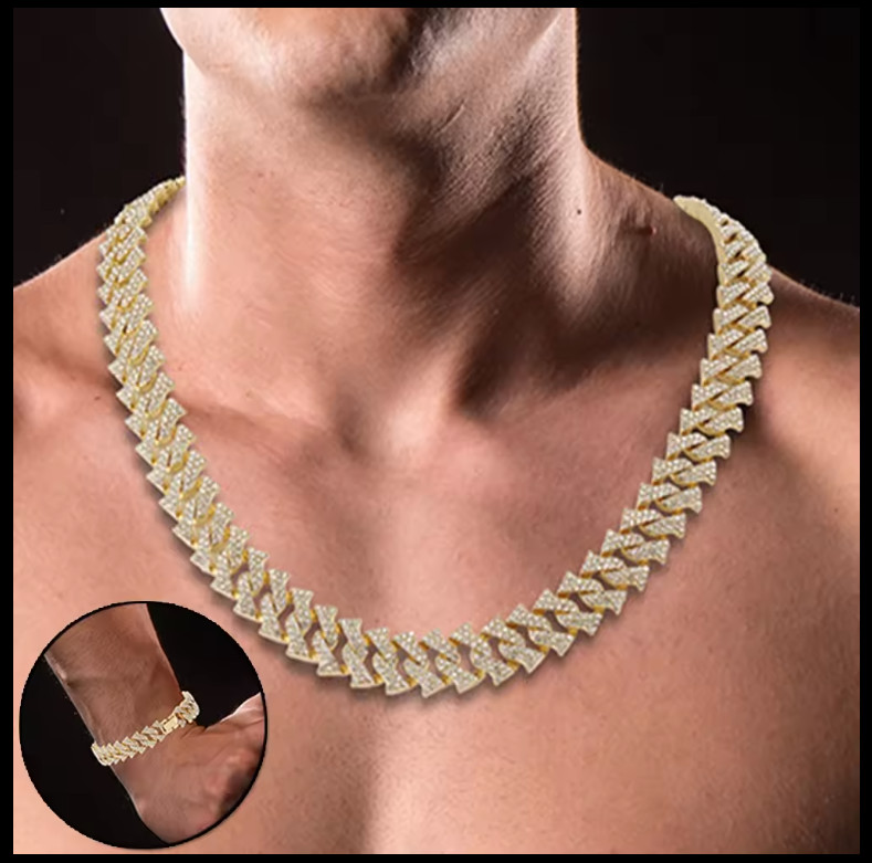 Mens Bow Tie Design Cuban Link Chain 14k Gold Plated Hip Hop Jewelry Cz Necklace