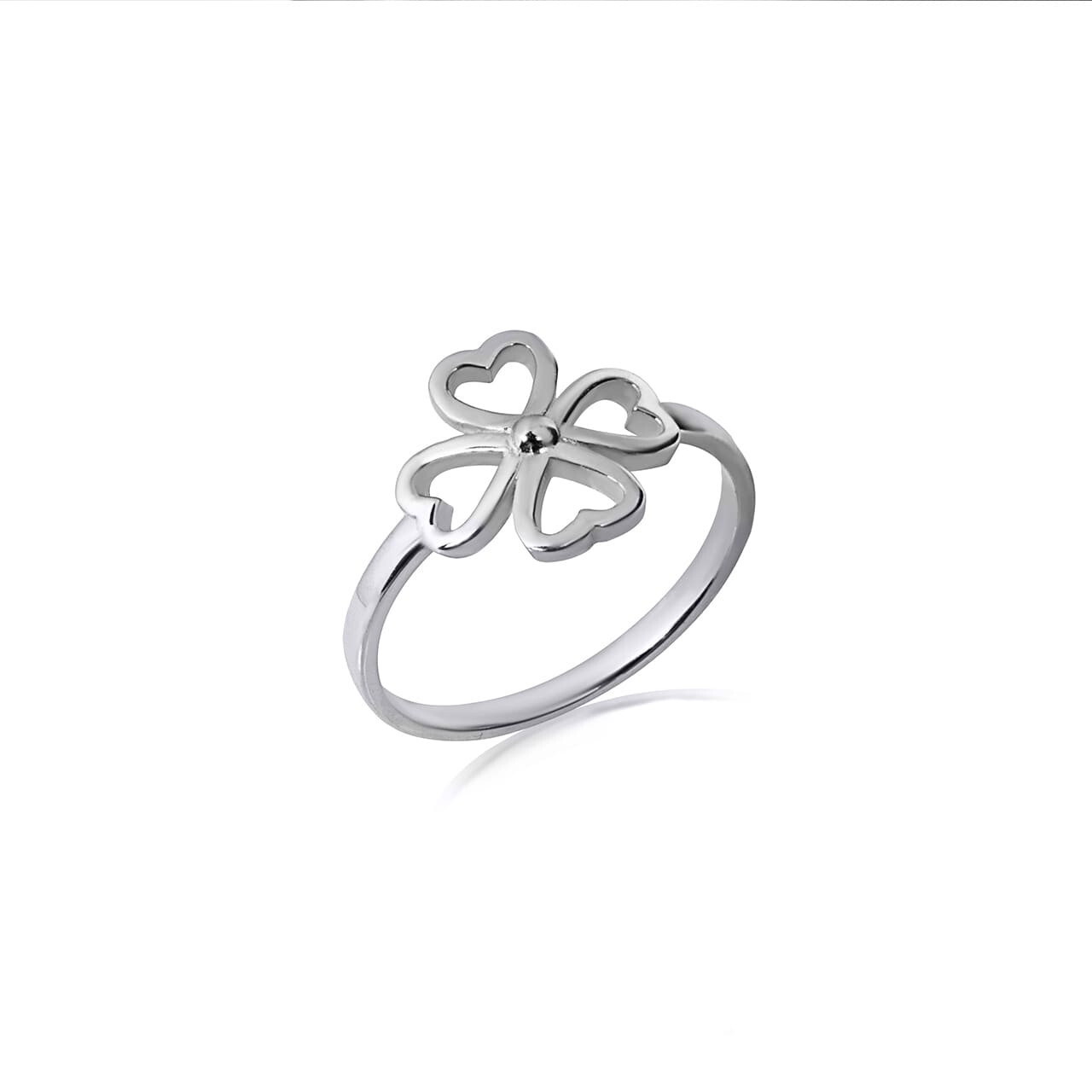 Gold Four Leaf Heart Clover Ring (Available in Yellow/Rose/White Gold)