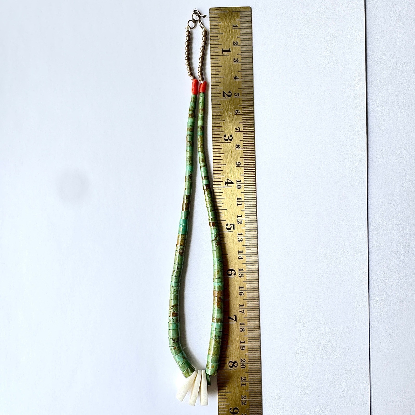 VTG Heishi Necklace Royston Turquoise 17in Graduated Native Santo Domingo Tab