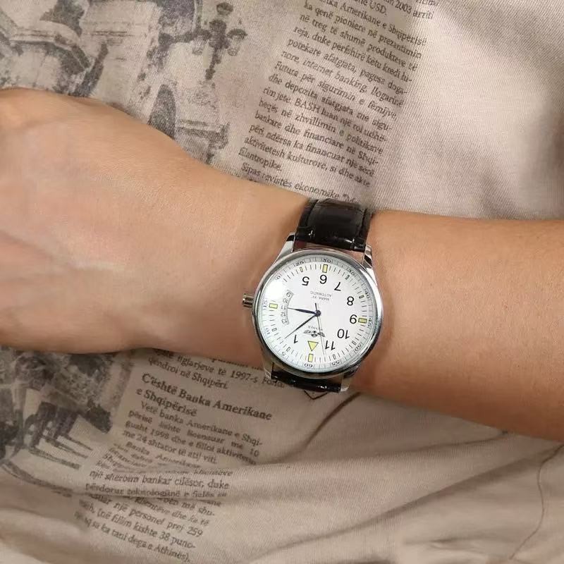 Mens Automatic Mechanical business Watch Alloy Self-winding minimalist Gift