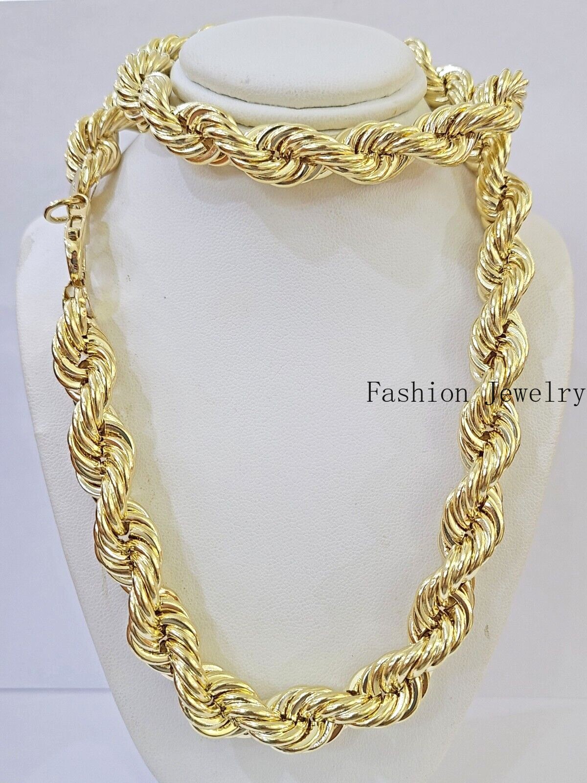 10k Real Gold Rope Chain Thick 12mm Men Chain 26 Inches On Sale Free Shipping
