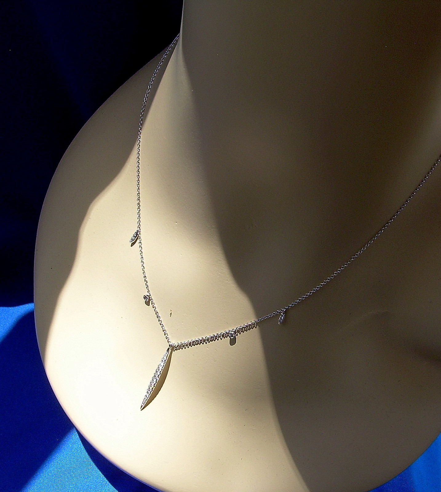 ORIGINAL Gabriel & Co DIAMOND Slice Necklace 18″ Inch Chain Solid 14K WHITE GOLD