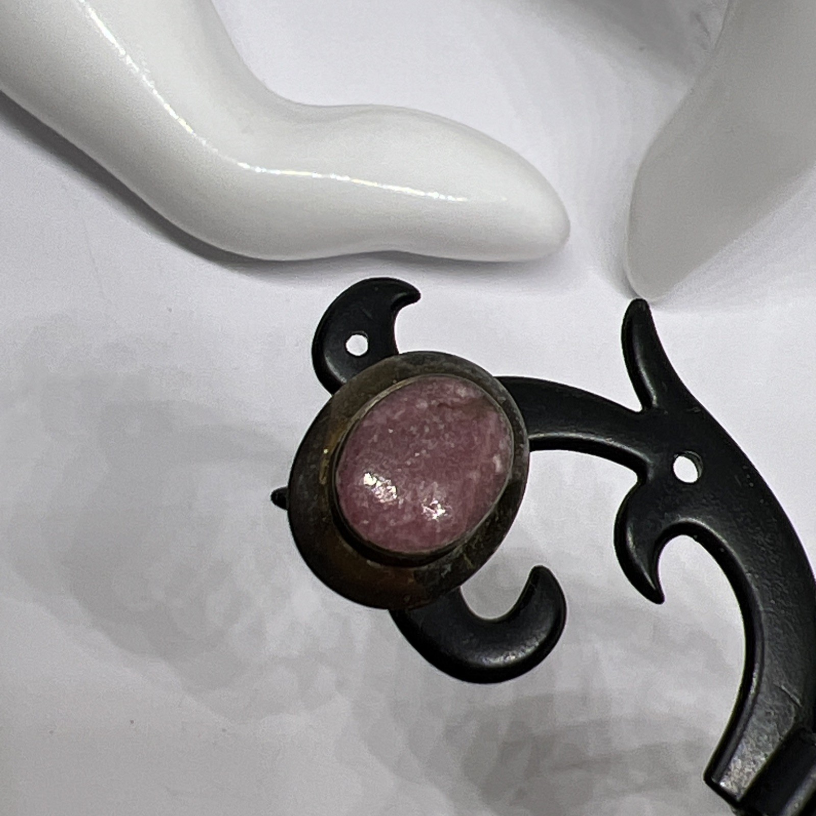 Signed CID 925 Silver Pink Gemstone Earring, Designer Handmade, Size 12 X 15 mm