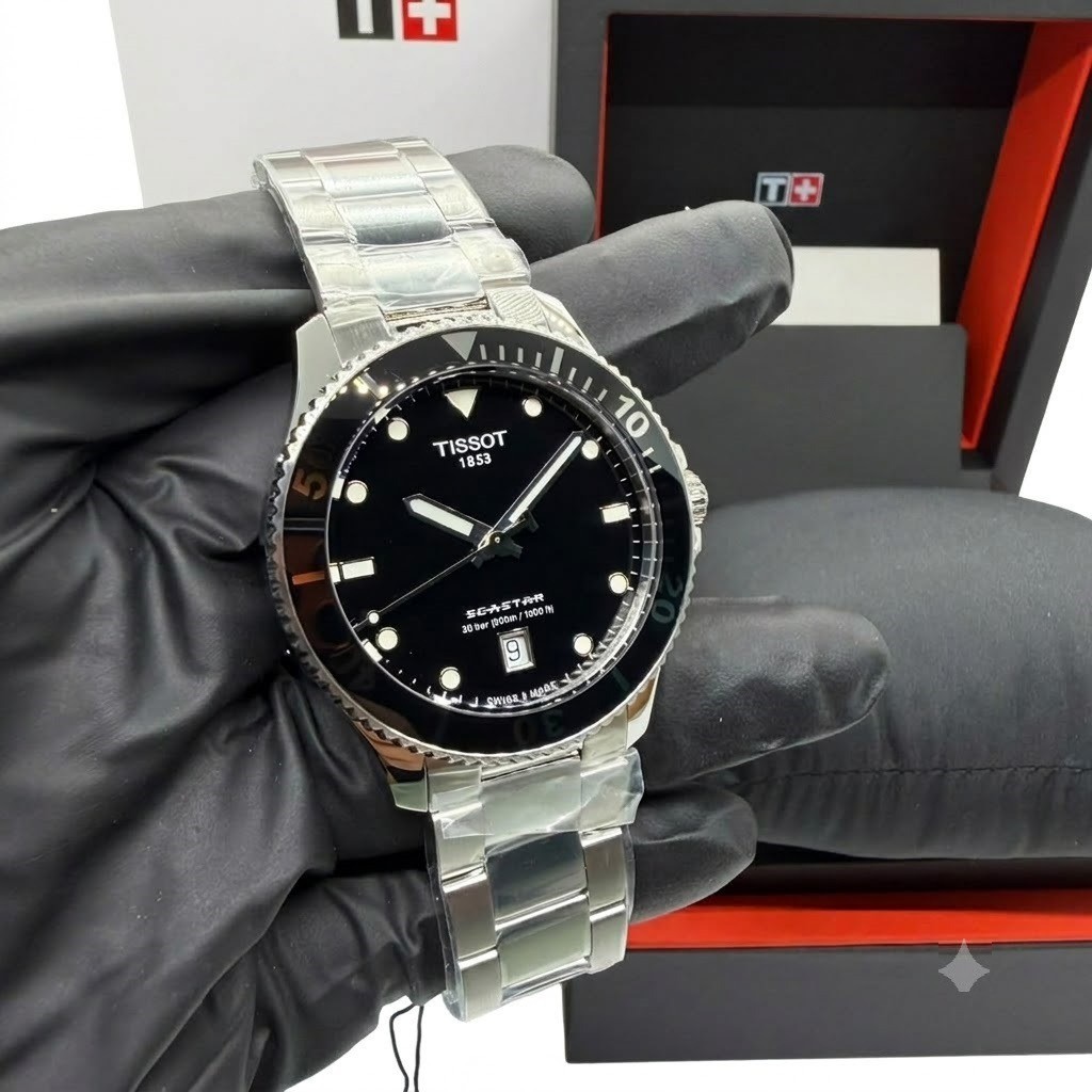 Tissot Seastar 1000 Black Stainless Steel Men’s Watch 40mm-T120.410.11.051.00…