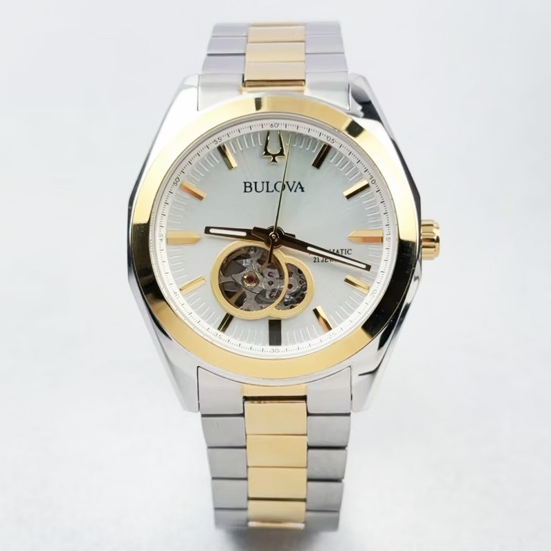 Bulova Surveyor 98A284 Gold Silver Tone Dial Men’s Automatic Watch 42mm