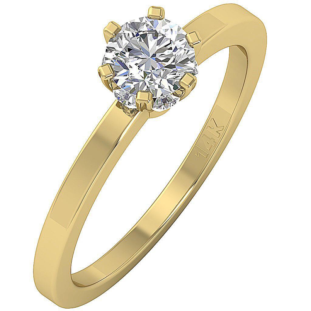 VS F 1.10 Ct Six Prong Solitaire Wedding Lab Grown Diamond Ring 14K Yellow Gold