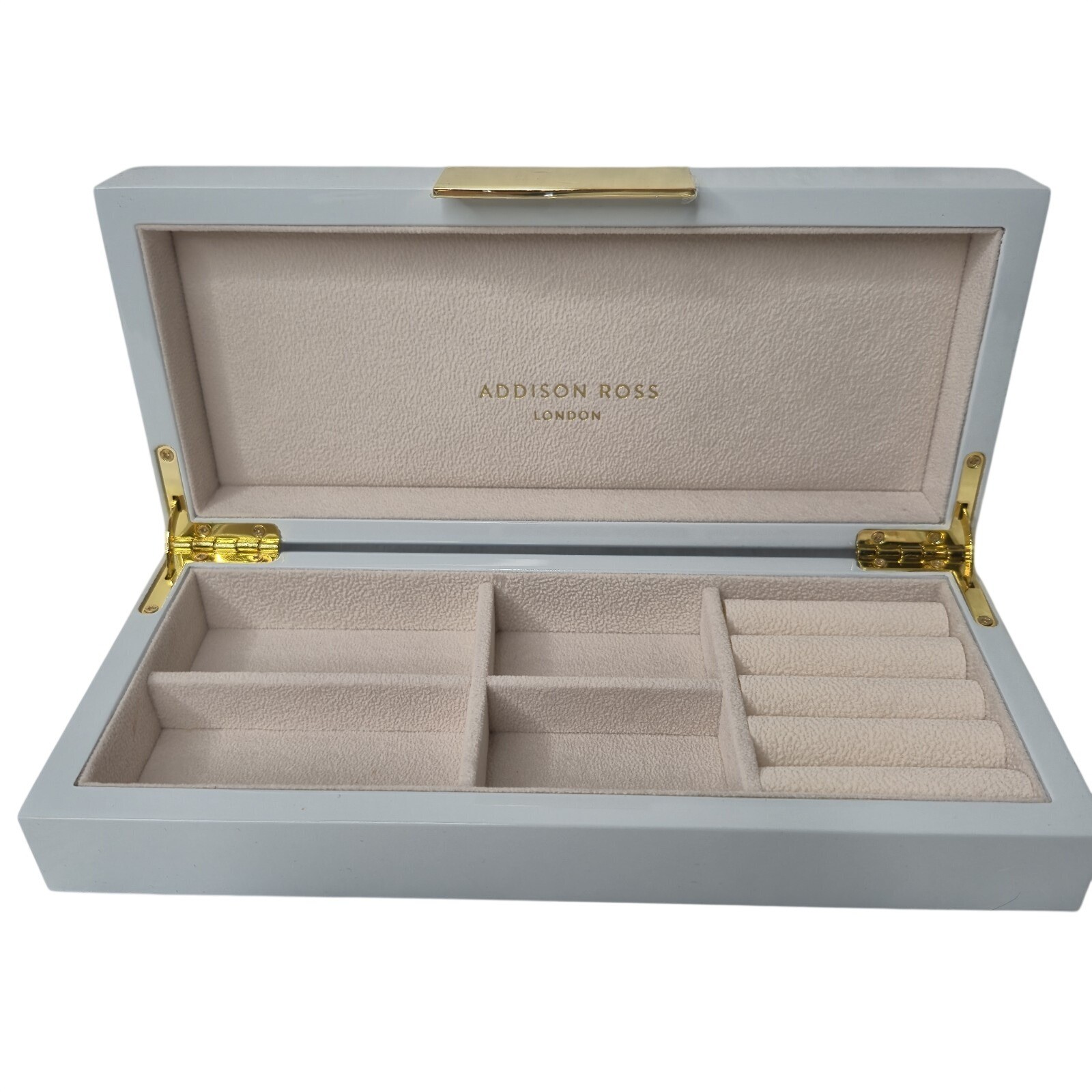 Addison Ross LTD Polished Lacquer Wood Jewelery Box Glossy Sky Blue 4″x9″ READ