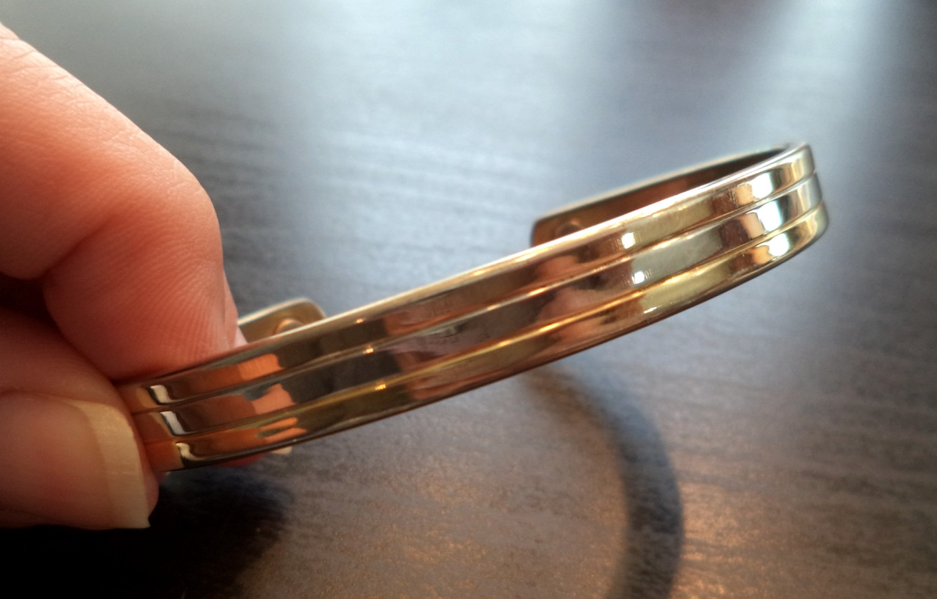 STUNNING VINTAGE ESTATE SIGNED 24K ELECTRO PLATE CUFF 6.5″ BRACELET! G46004