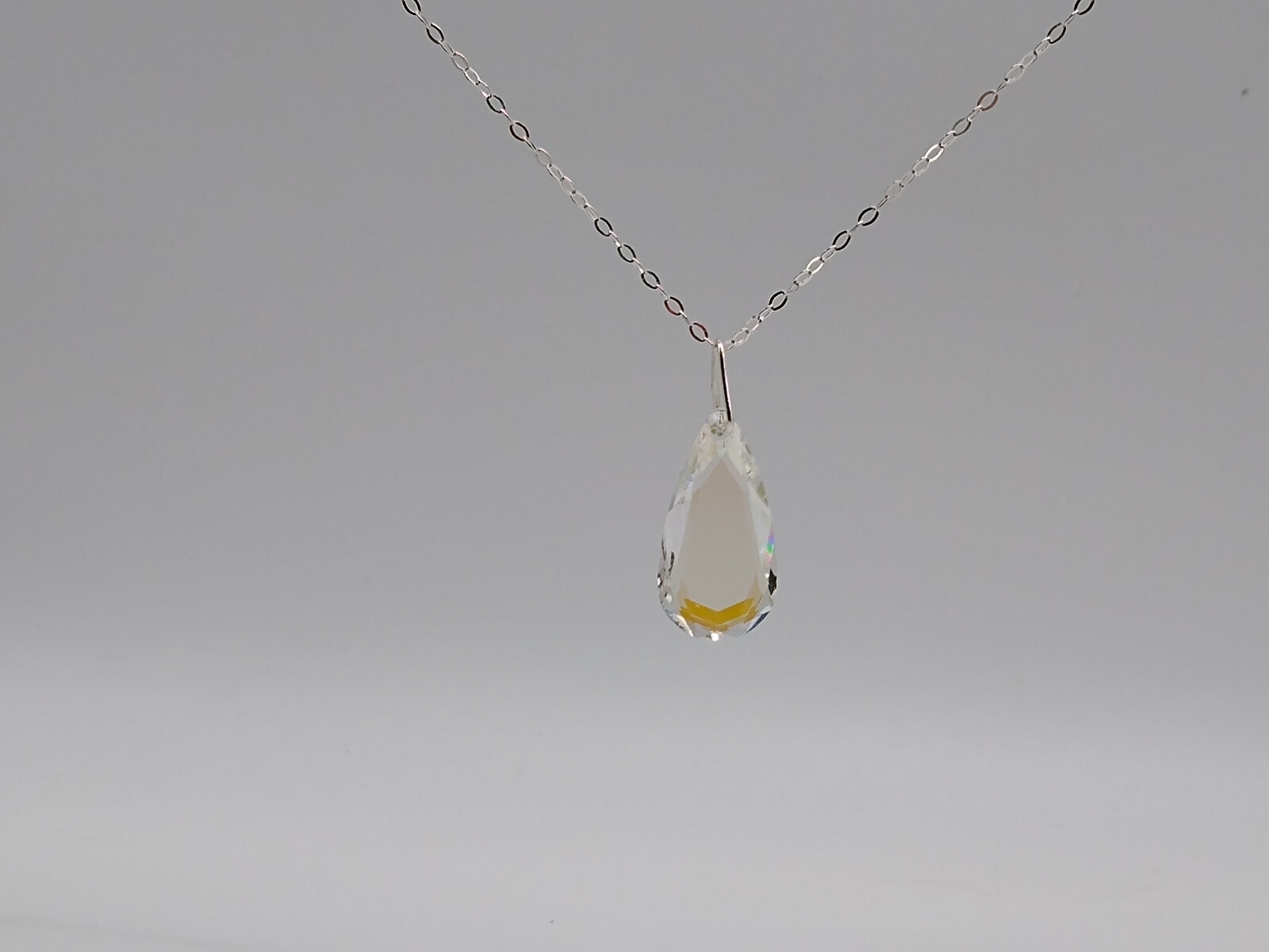 Made w/ Sterling Silver Swarovski Crystal Glacier Blue Teardrop Pendant Necklace