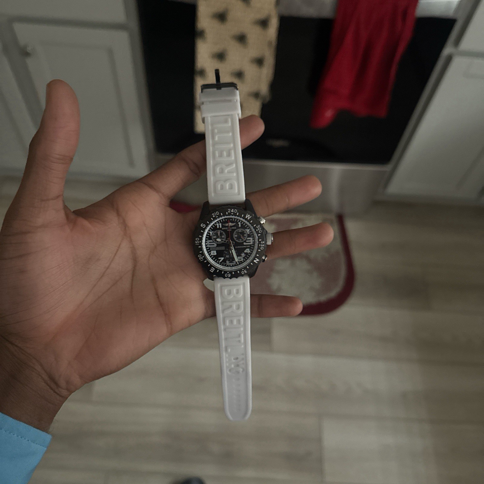 Breitling Endurance Pro 44mm Black Dial White Rubber Strap Quartz Chronograph
