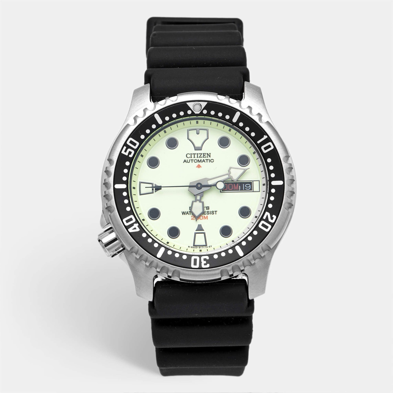Citizen Promaster NY004009W Luminous Green Dial Stainless Steel Rubber Mens