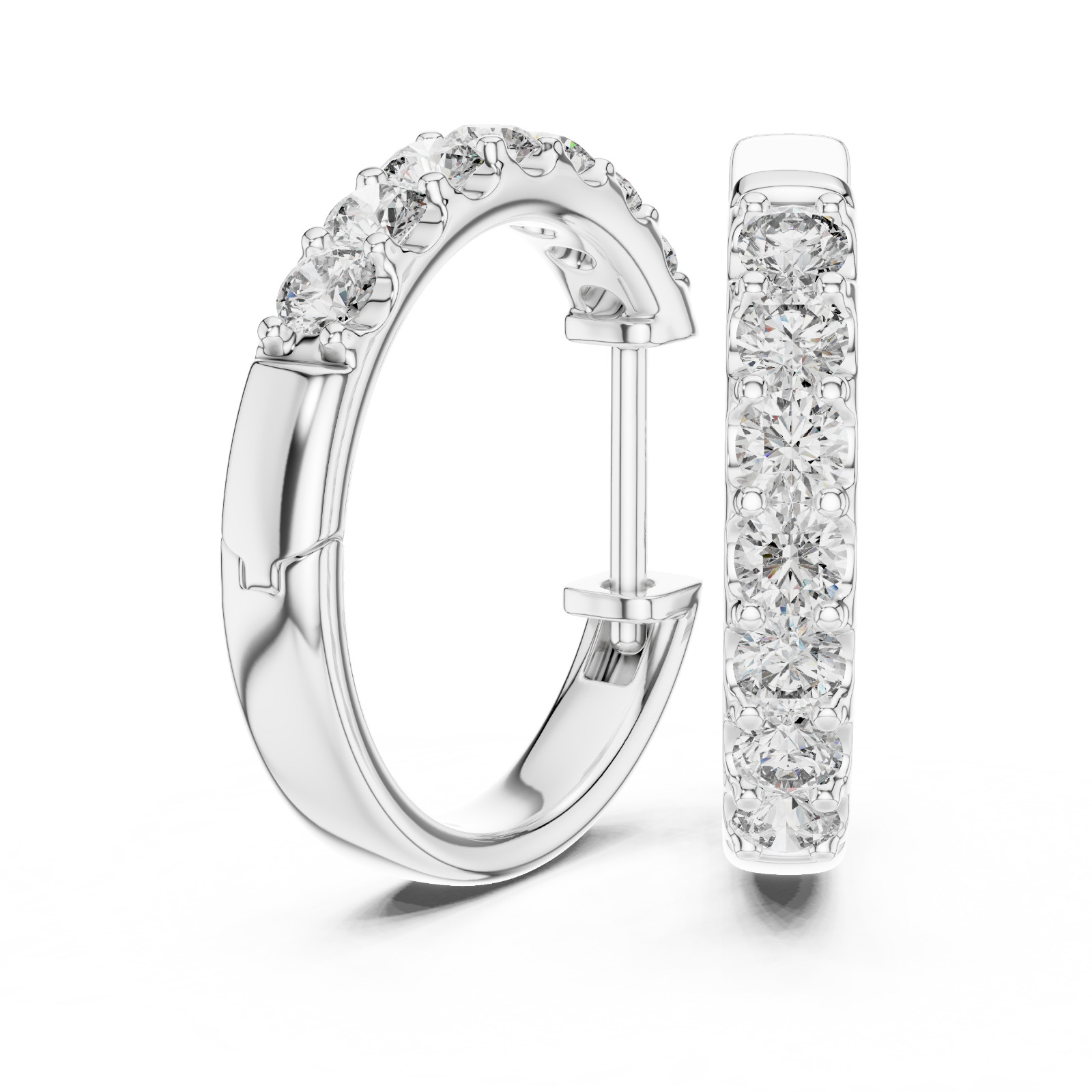 Lab Created Genuine Diamond Hoop Earrings in 925 Solid Sliver