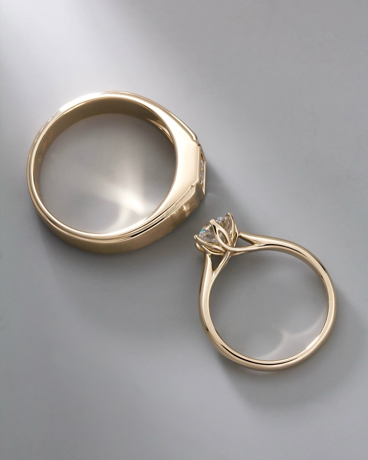 Forever Love Bridal Ring Set VVS1 Moissanite 3Ct Round Cut 14KYellow Gold Plated