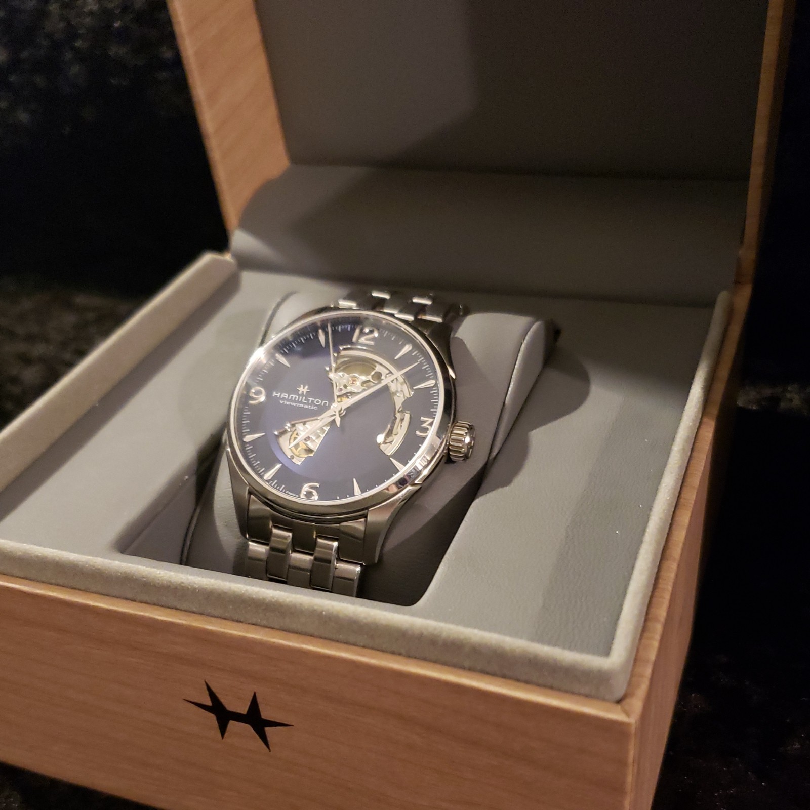 HAMILTON Jazzmaster Open Heart H32705141 Automatic Blue Dial Men’s Watch